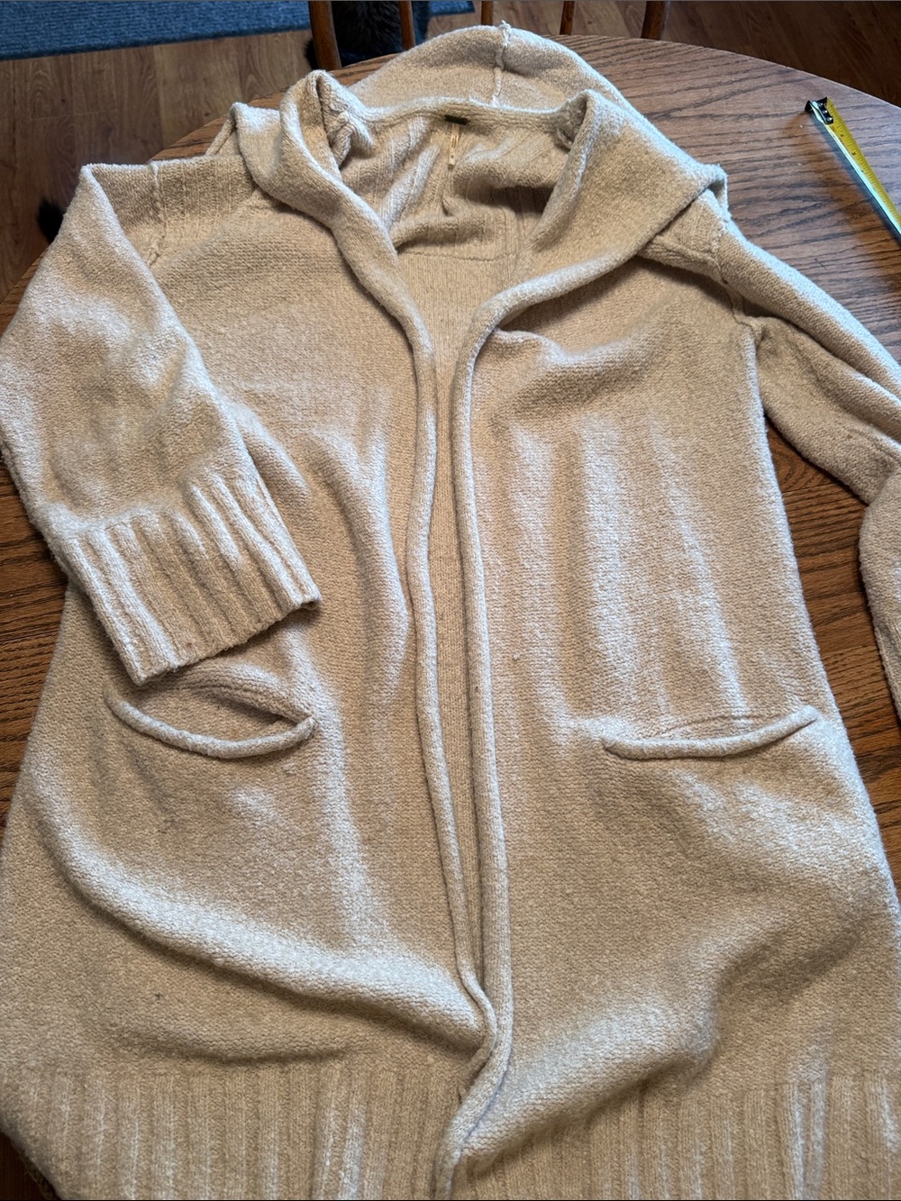 Free people Vintage Cozy Hooded Open-Front Sweater Cardigan - Cream